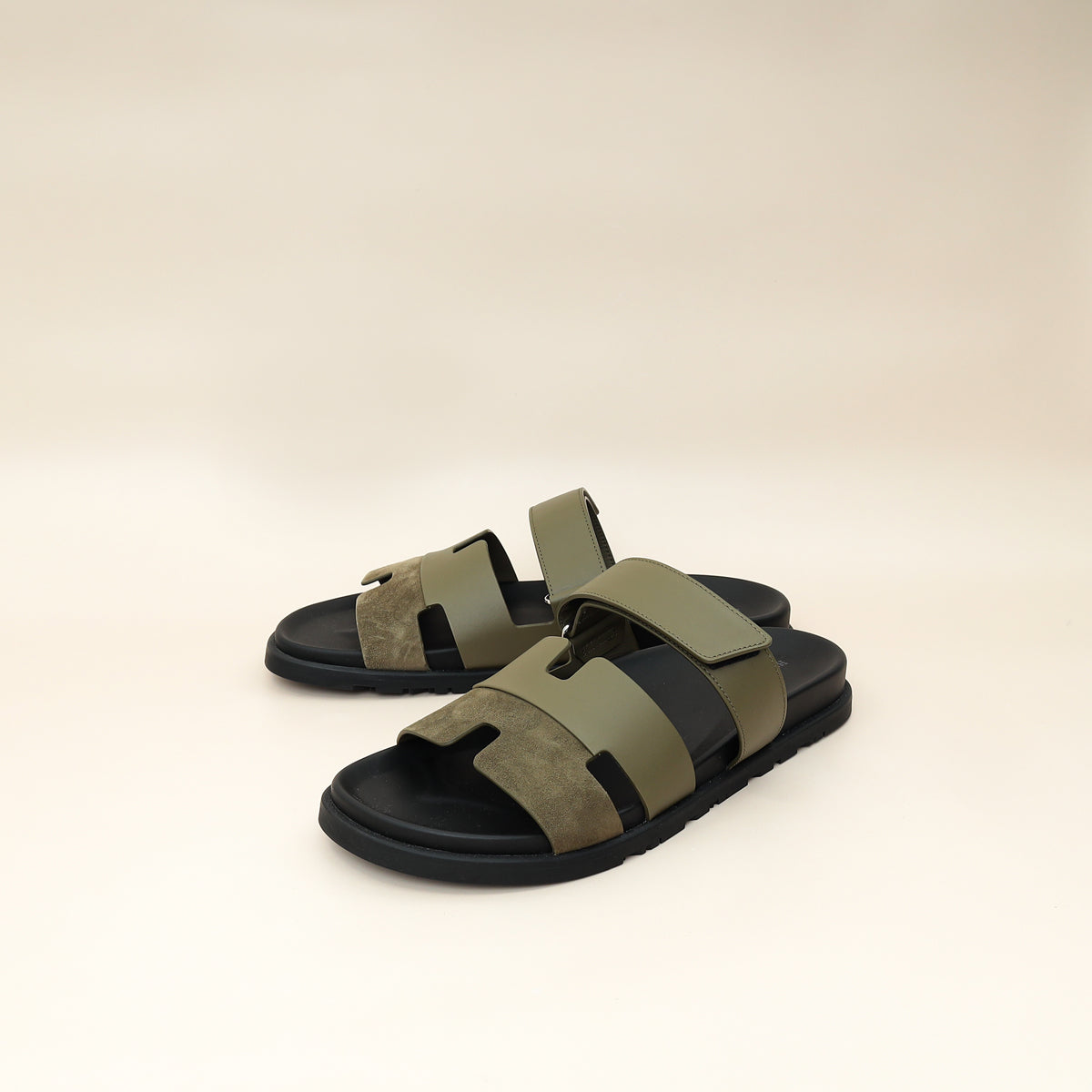 Hermes Vert Toundra Suede Chypre Sandal 44