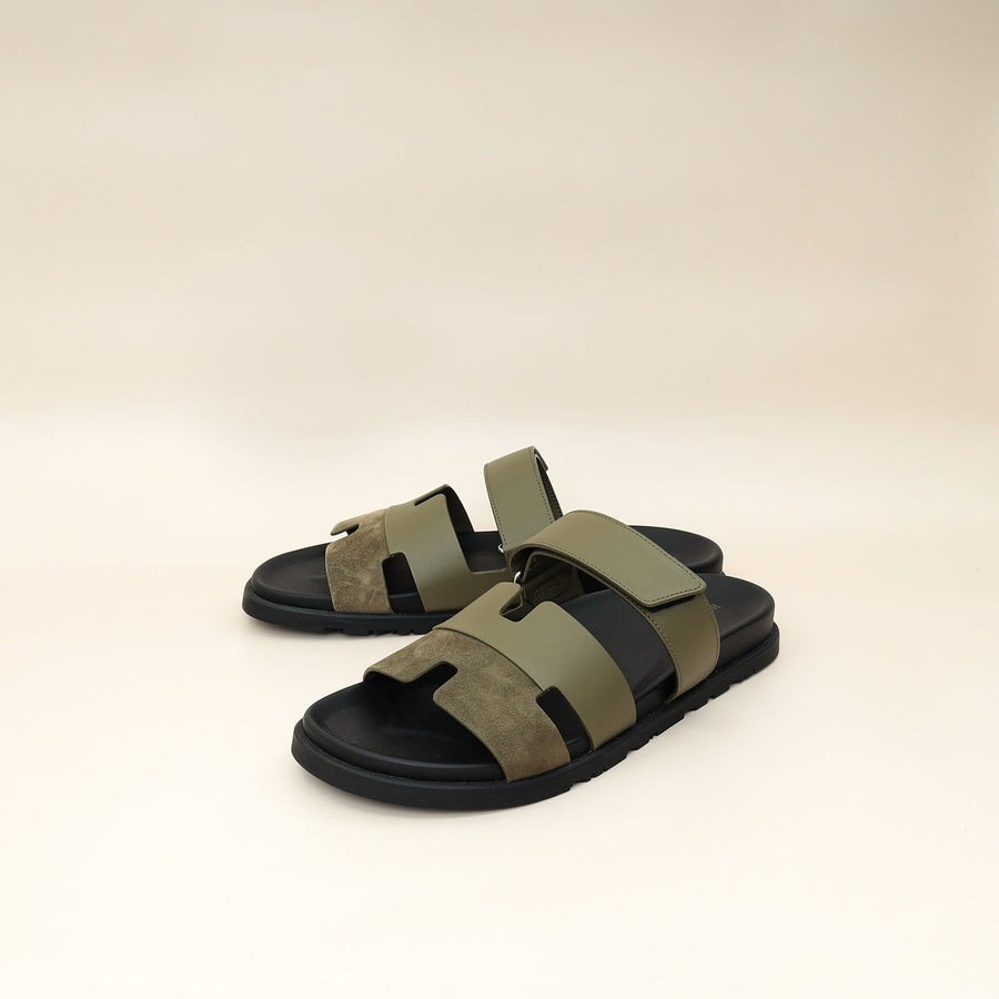 Hermes Vert Toundra Suede Chypre Sandal 44