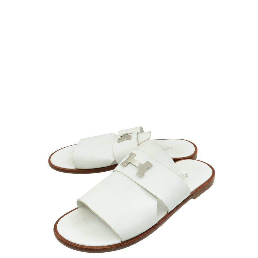 Hermes Blanc Arles Calfskin Mule 45