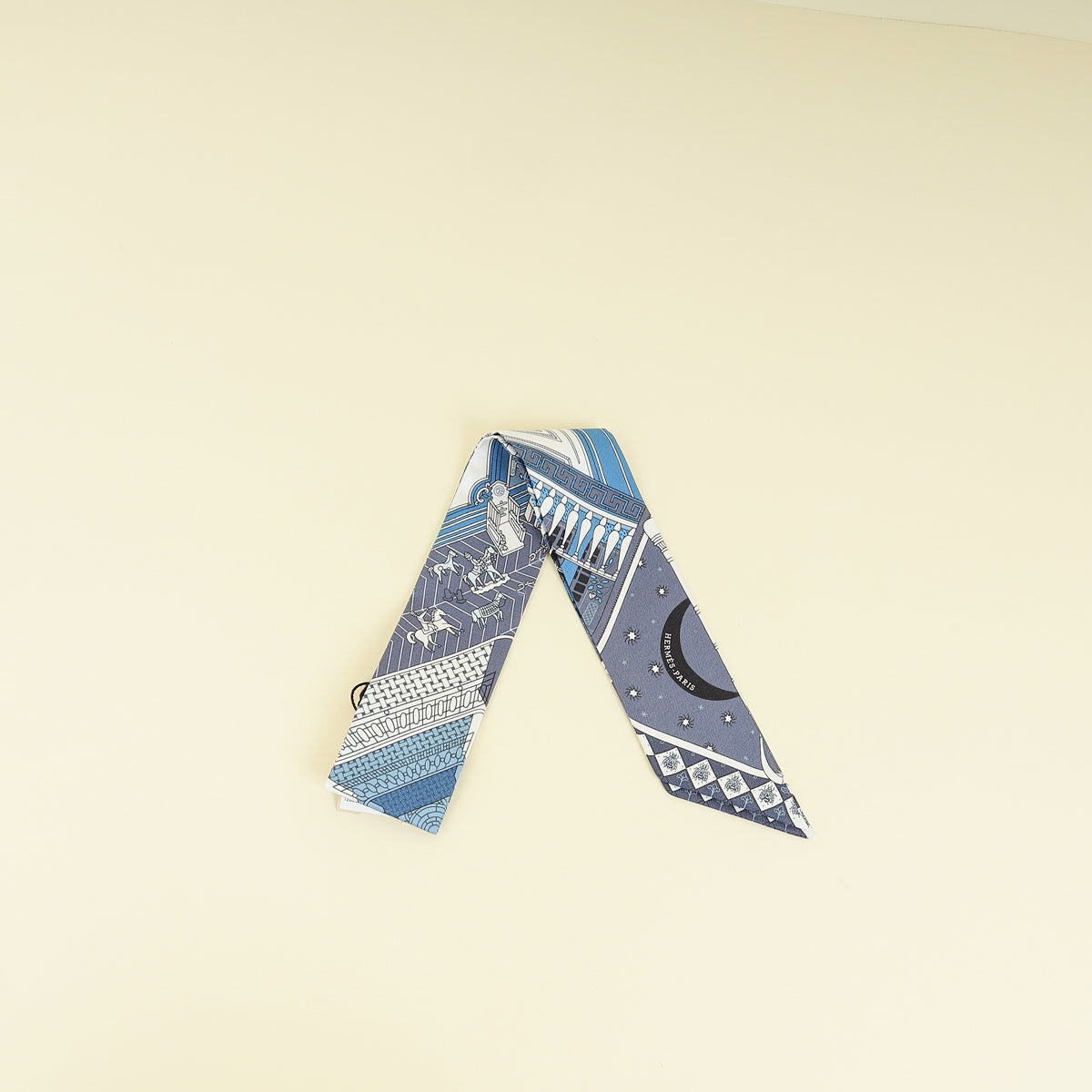 Hermes Bleu Multicolor Objets de Curiosités Printed Twilly