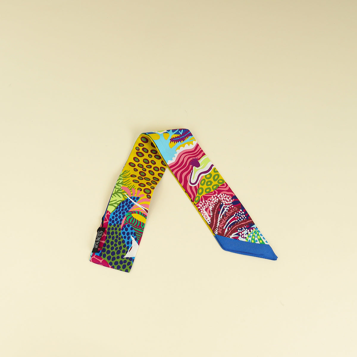 Hermes Yellow Multicolor Under the Waves Printed Twilly