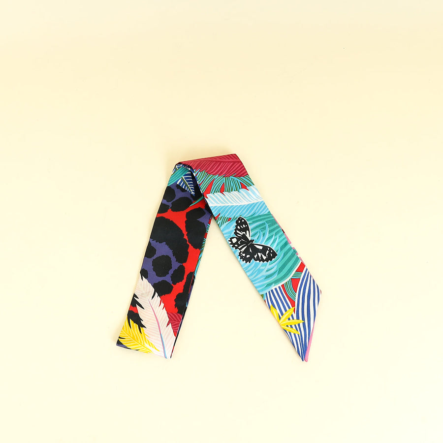 Hermes Multicolor Jaguar Quetzal Silk Twilly