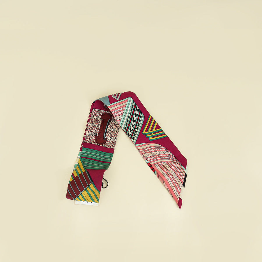 Hermes Multicolor Sangles En ZigZag Silk Twilly