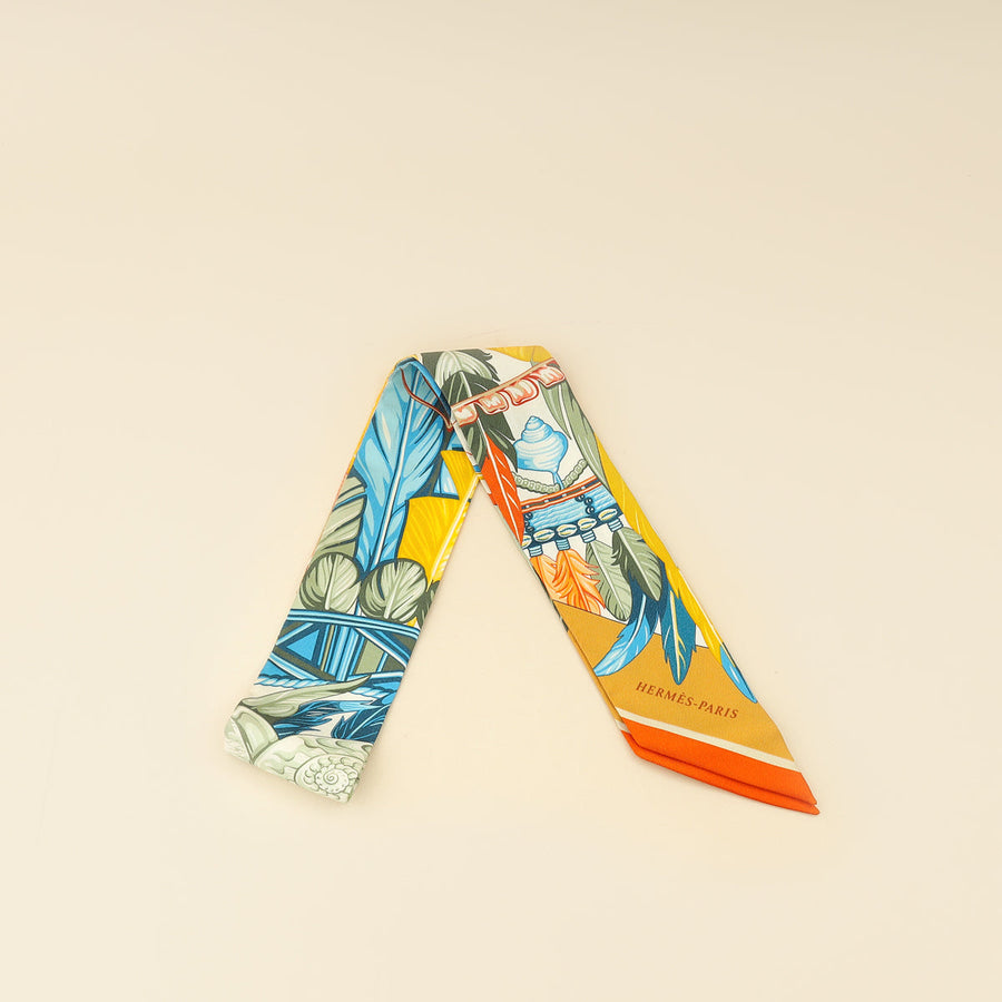 Hermes Tricolor La Danse Pacifique Silk Twilly