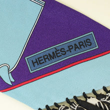 Hermes Violet Multicolor Au Bloc Fringed Twilly