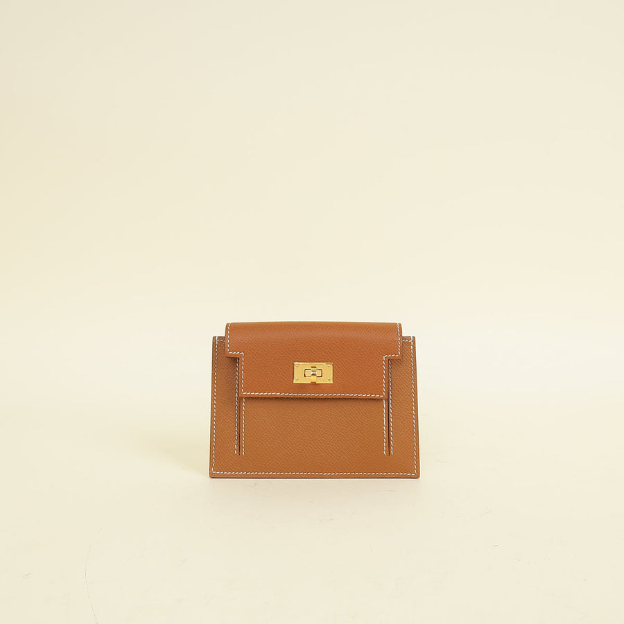 Hermes Gold Kelly Pocket Compact Wallet