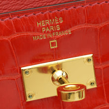 Hermes Geranium Shiny Alligator Kelly Longue Wallet