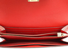 Hermes Geranium Shiny Alligator Kelly Longue Wallet
