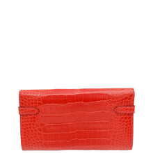 Hermes Geranium Shiny Alligator Kelly Longue Wallet