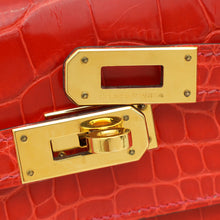 Hermes Geranium Shiny Alligator Kelly Longue Wallet