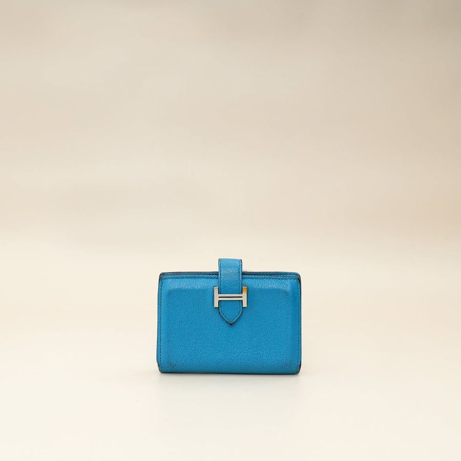 Hermes Bleu Izmir Bearn Evercolor Wallet