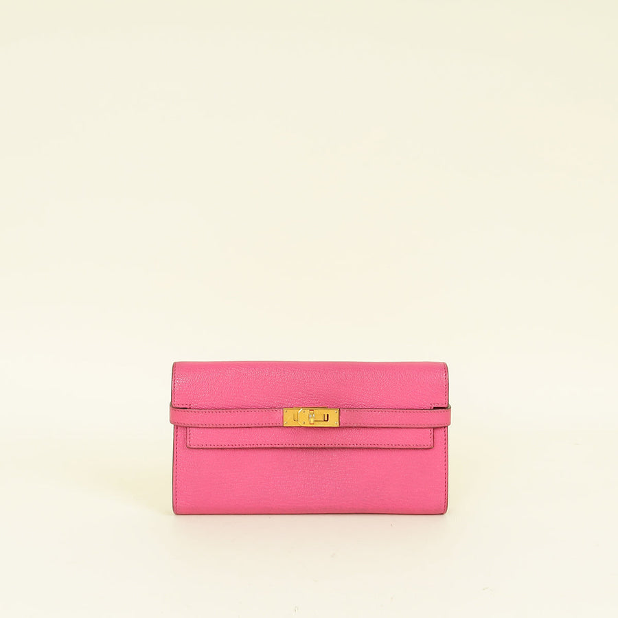 Hermes Rose Mexico Kelly Classic Wallet