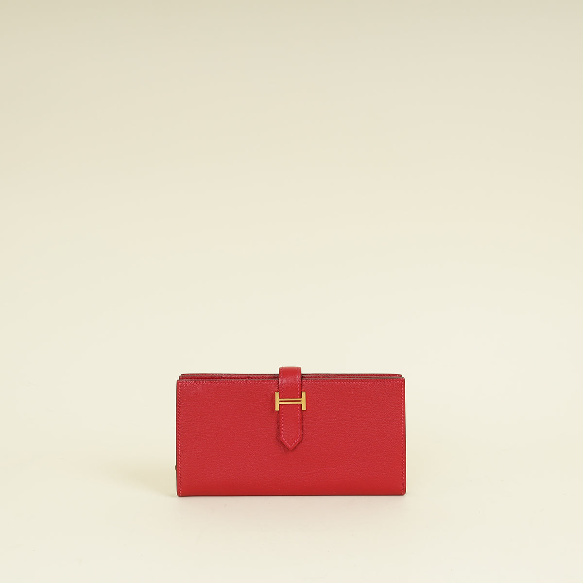 Hermes Rouge Grenate Mysore Goatskin Bearn Wallet