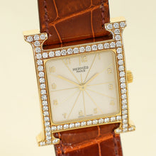 Hermes Gold Diamond Heure Quartz Movement Medium Model, 30 mm H Watch