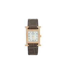 Hermes 18K Rose Gold Diamond Heure H Mini Model 21mm Quartz Watch