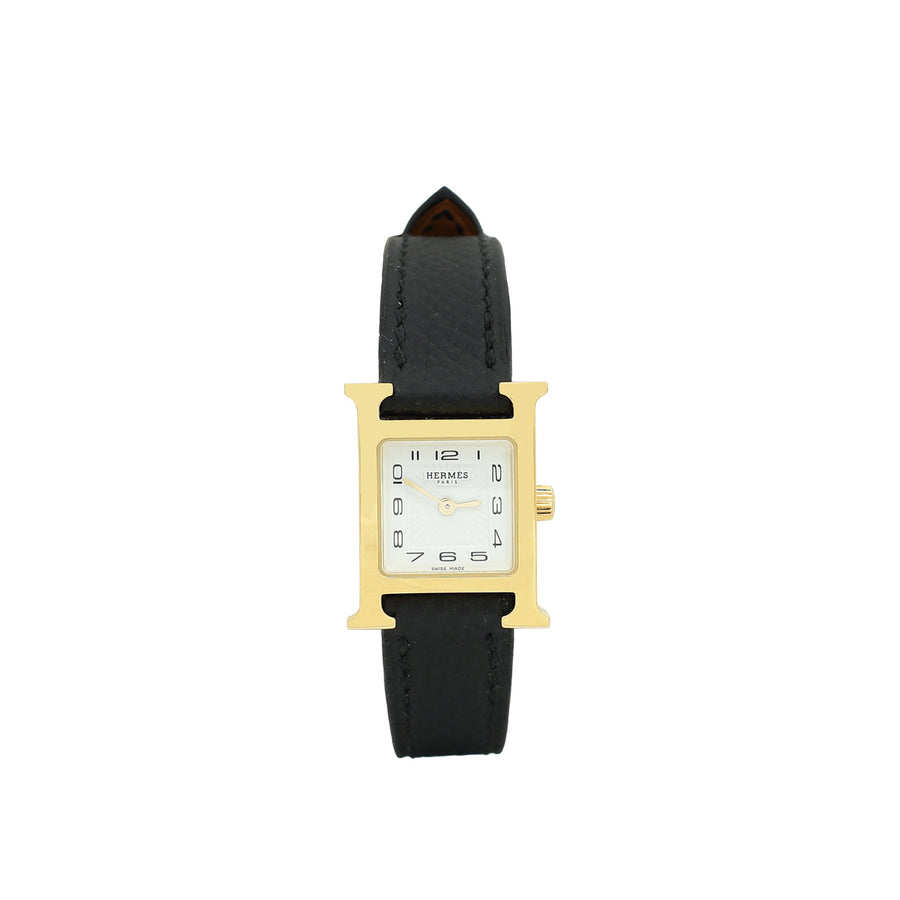 Hermes 18K Yellow Gold Steel Heure H Mini Model 17mm Watch