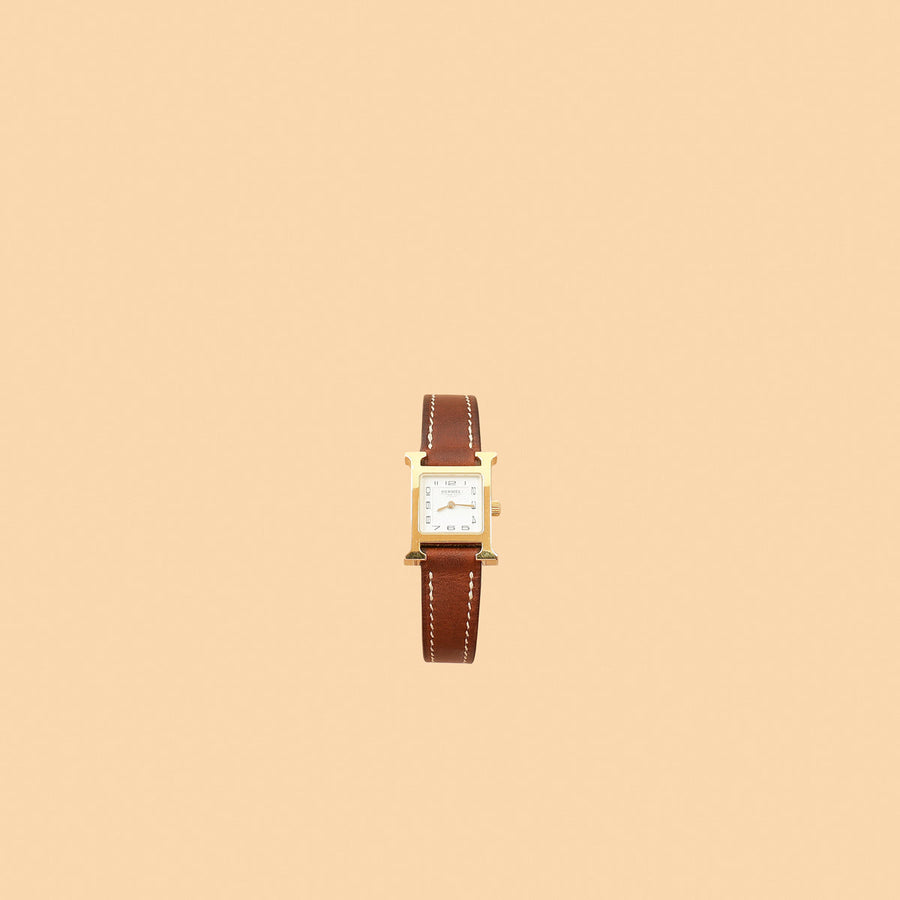 Hermes Yellow Gold Plated Heure H Mini Model 21mm Quartz Watch
