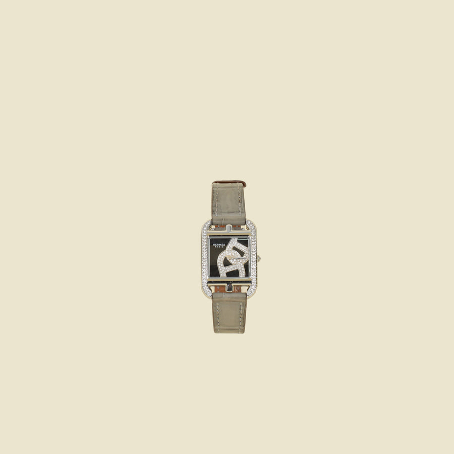 Hermes Stainless Steel Cap Code Diamond Small Model Quartz Movement Watch