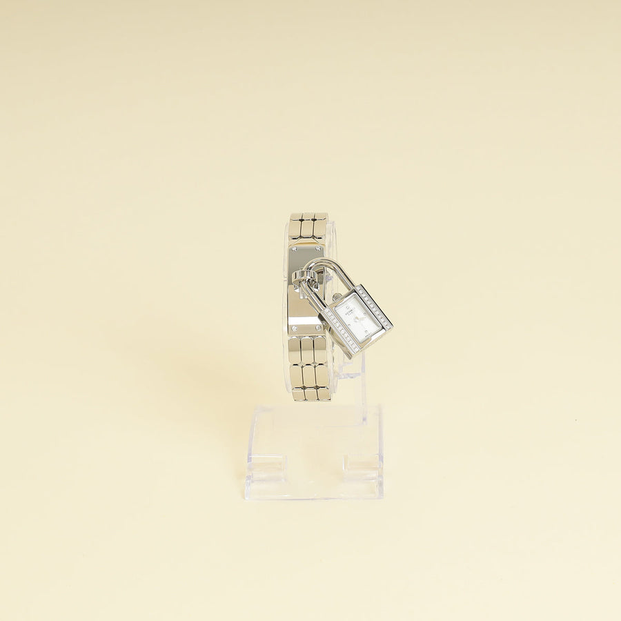 Hermes Stainless Steel Diamond Kelly Quartz 16mm Watch Mini Model