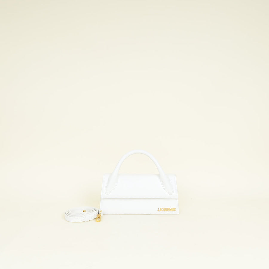 Jacquemus White Le Chiquito Long Top Handle Bag