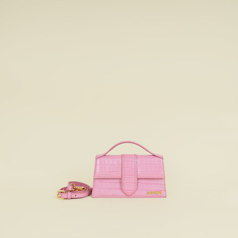 Jacquemus Pink Crocodile Embossed Le Grand Bambino Bag
