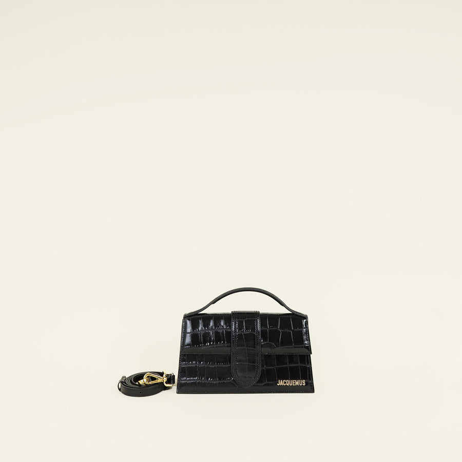 Jacquemus Black Crocodile Embossed Le Grand Bambino Bag