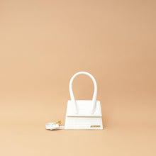Jacquemus White Croco Embossed Chiquito Medium Bag