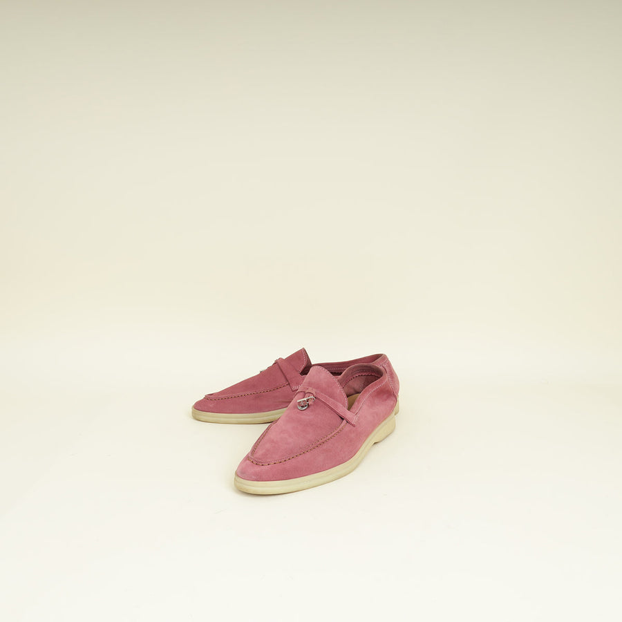 Loro Piana Noisette Rose Summer Charms Walk Loafers 39