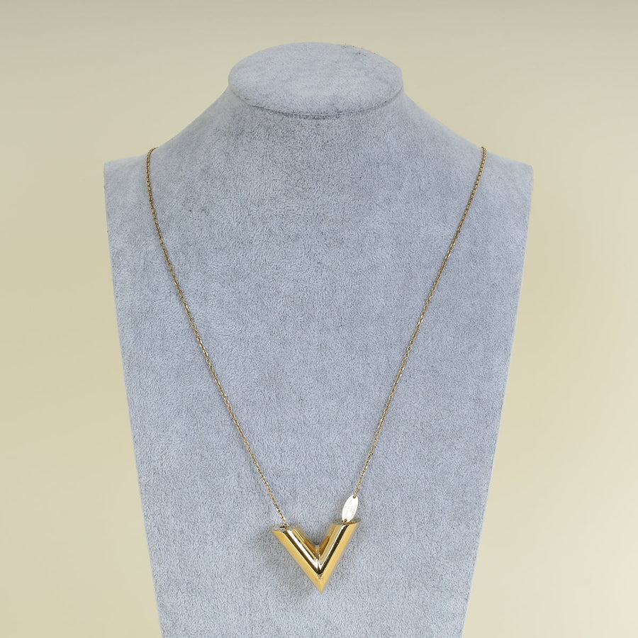 Louis Vuitton Gold Finish Essential V Necklace