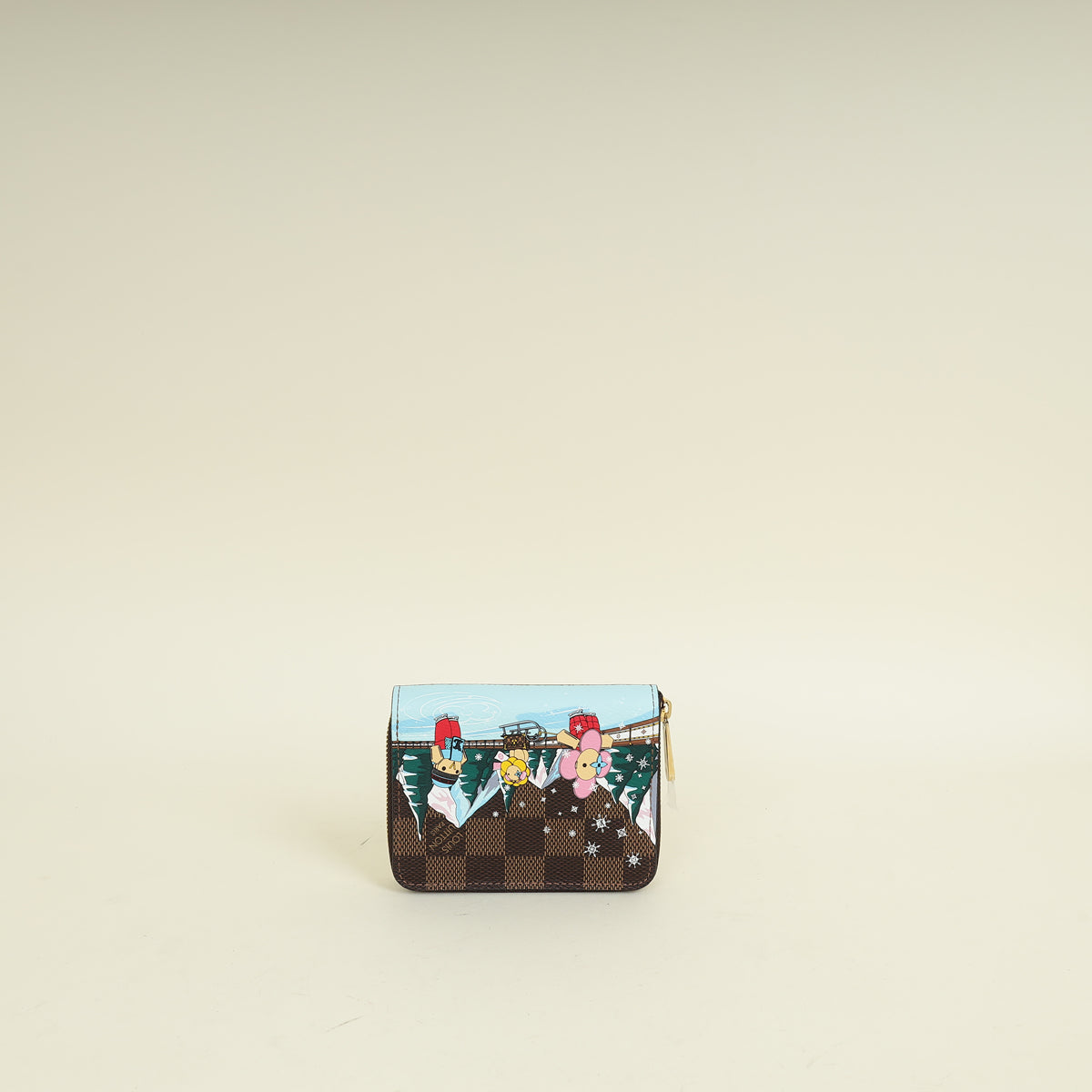 Louis Vuitton Ebene Multicolor Christmas Animation Ice Skating Zippy Coin Purse
