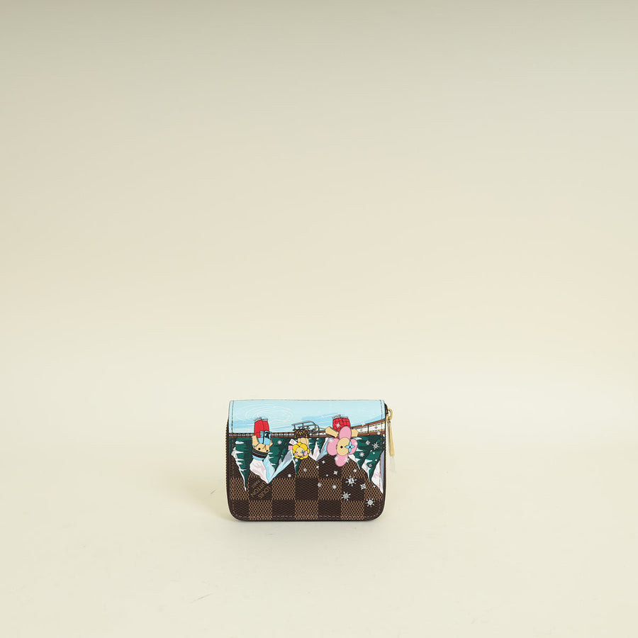 Louis Vuitton Ebene Multicolor Christmas Animation Ice Skating Zippy Coin Purse
