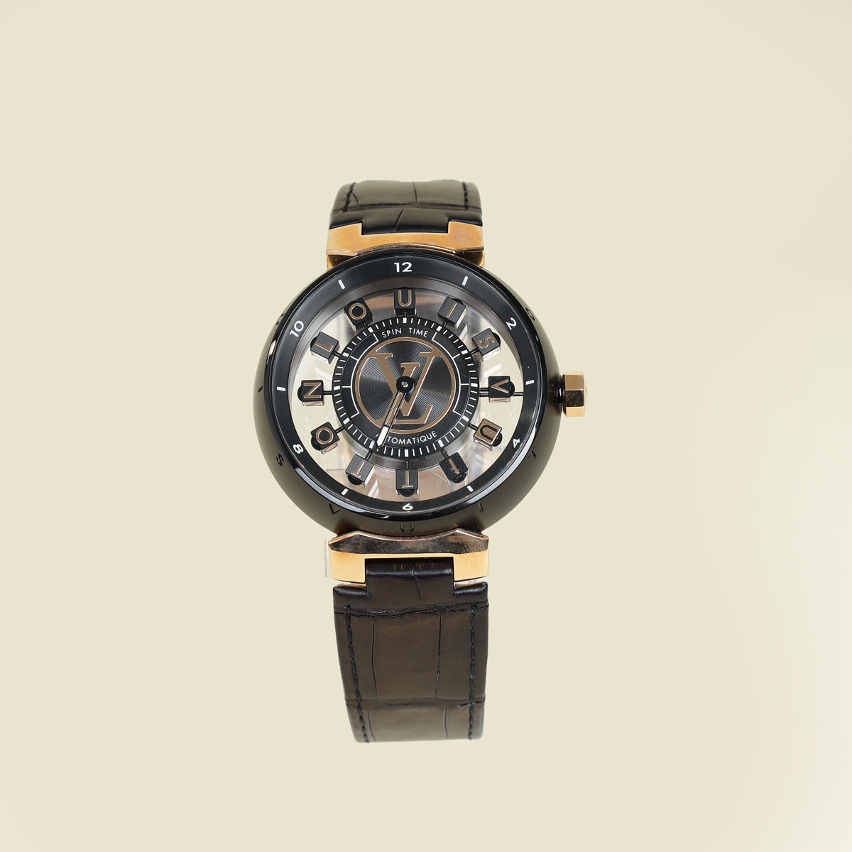 Louis Vuitton Black Tambour Spin Time Air Automatic 42.5mm Watch