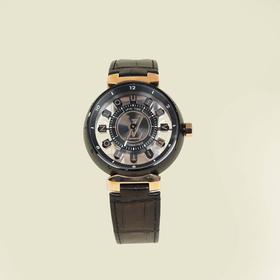 Louis Vuitton Black Tambour Spin Time Air Automatic 42.5mm Watch
