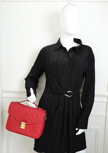 Louis Vuitton Red Monogram Empreinte Pochette Metis Bag