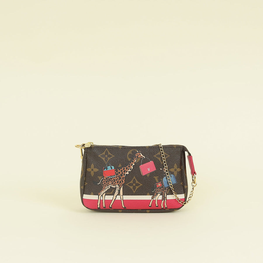 Louis Vuitton Monogram Fuchsia Christmas Animation Mini Pochette Accessoires