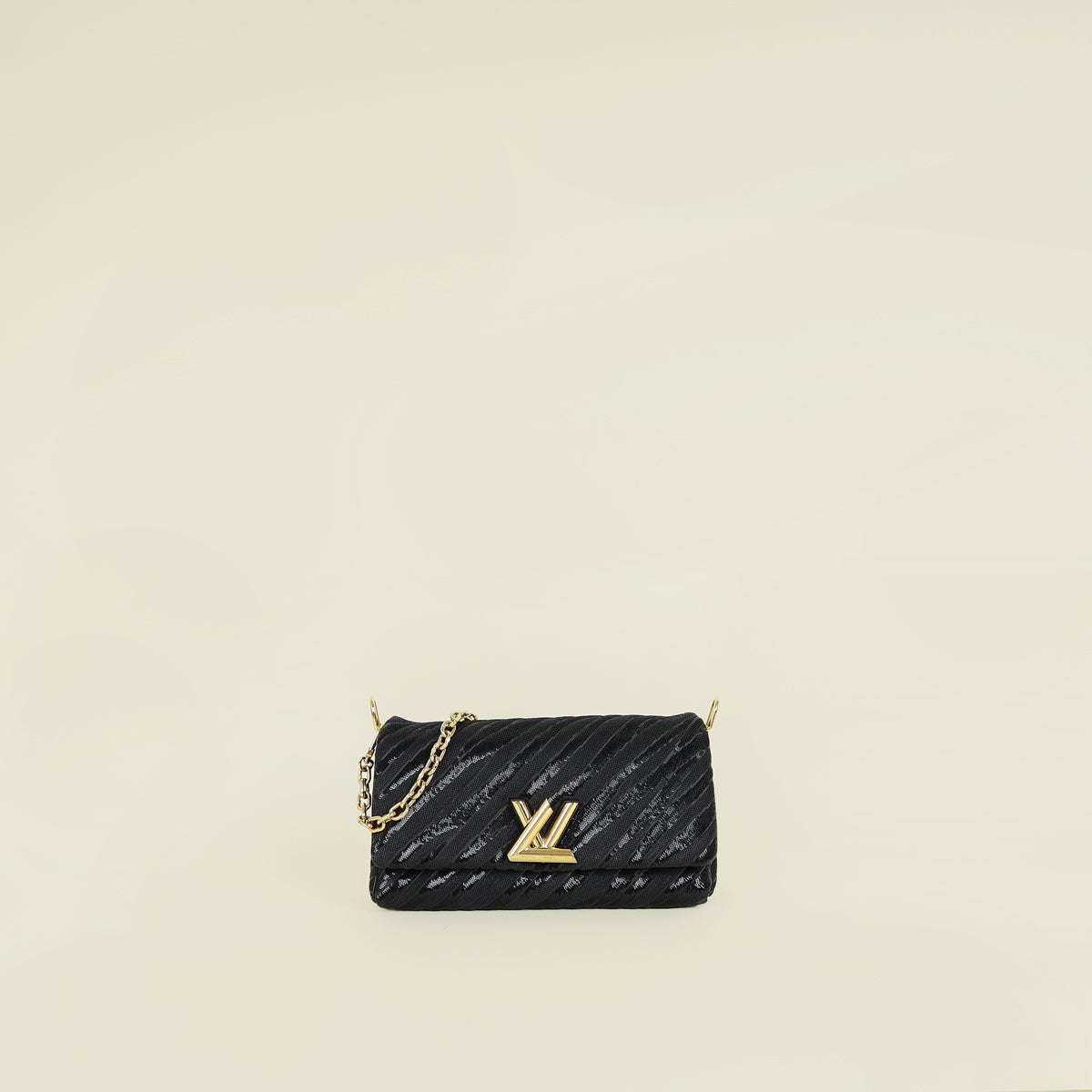 Louis Vuitton Black Sequins Embroidered Twist East West Shoulder Bag