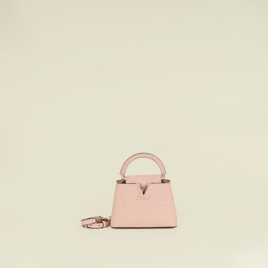 Louis Vuitton Pink Ostrich Mini Capucines Bag