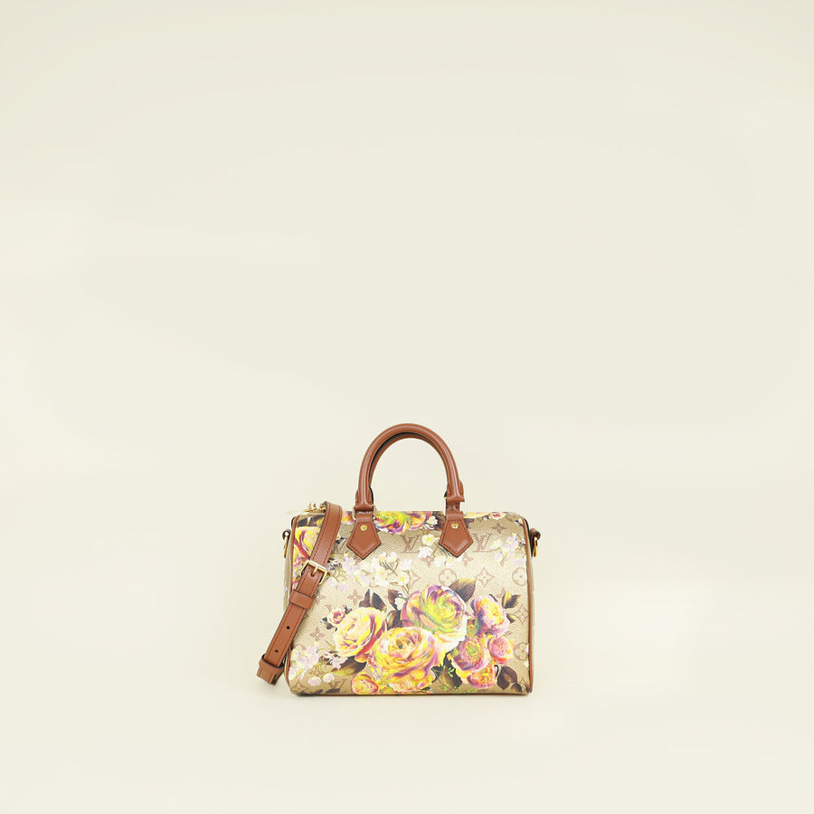 Louis Vuitton Metallic Gold Multicolor Monogram Garden Speedy Bandouliere 25 Bag