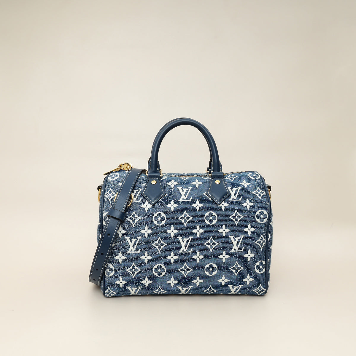 Louis Vuitton Navy Blue Monogram Denim Jacquard Speedy Bandouliere 25 Bag