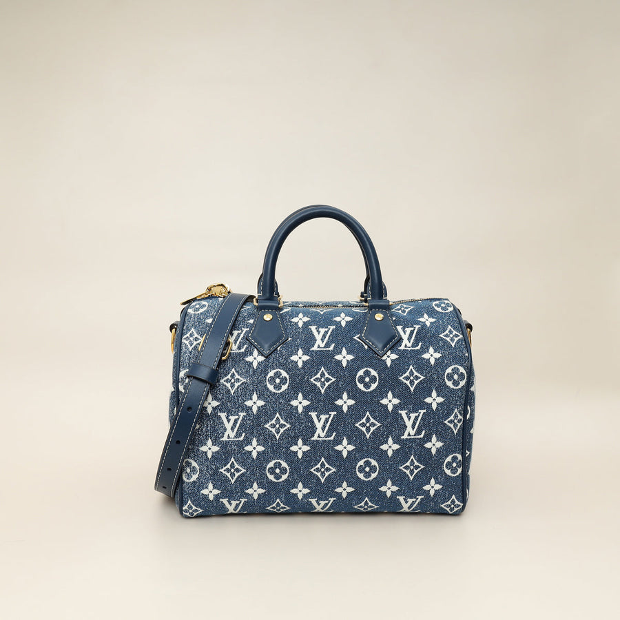 Louis Vuitton Navy Blue Monogram Denim Jacquard Speedy Bandouliere 25 Bag