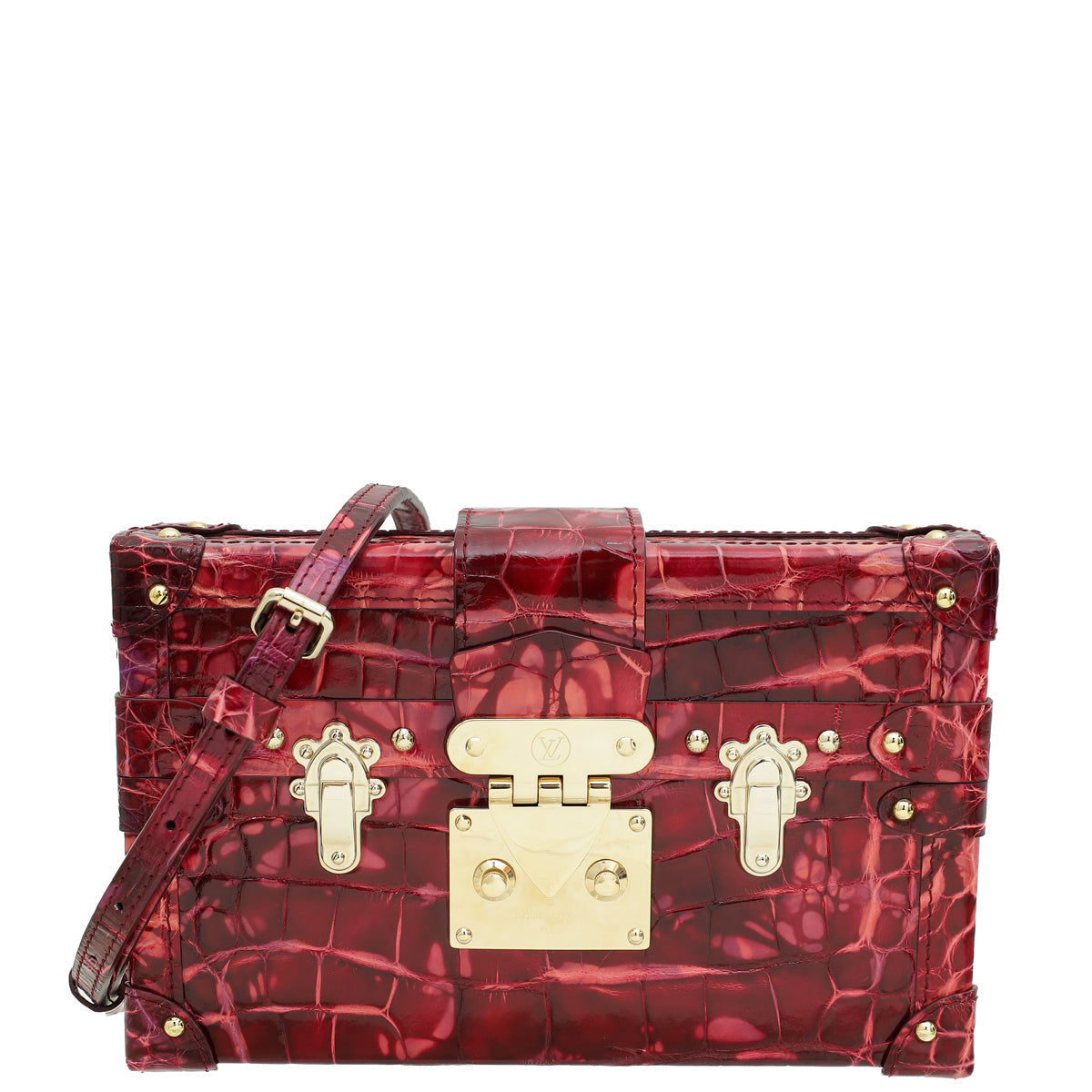 Louis Vuitton Red Shiny Alligator Petite Malle Bag