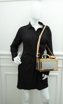 Louis Vuitton Metallic Bicolor Monogram Petite Valise Top Handle Trunk Bag W/ Initials MKH