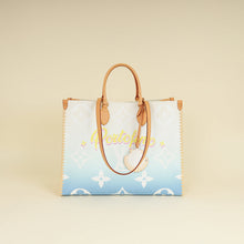 Louis Vuitton Blue By The Pool Onthego GM Portofino Print Raffia Bag