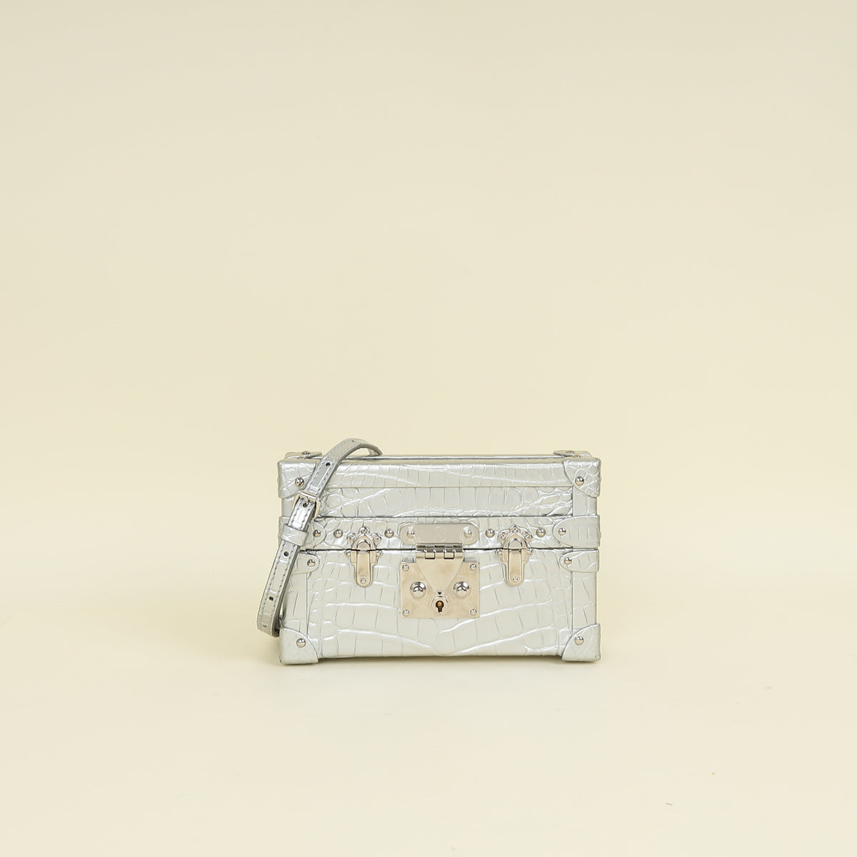 Louis Vuitton Silver Alligator Petite Malle Bag
