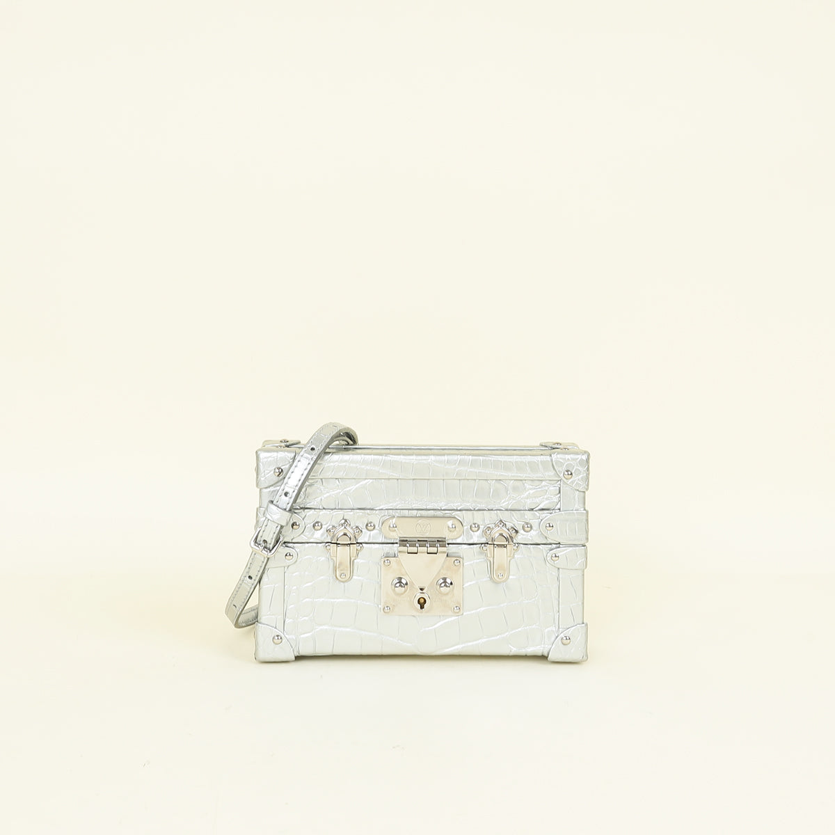Louis Vuitton Silver Petite Malle Alligator Bag