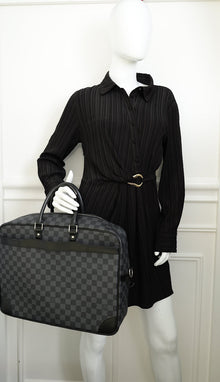 Louis Vuitton Black Damier Graphite Porte Documents Voyage Briefcase w/ Initials A.Mg