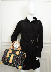 Louis Vuitton Monogram Black Multicolor Speedy 30 Bag