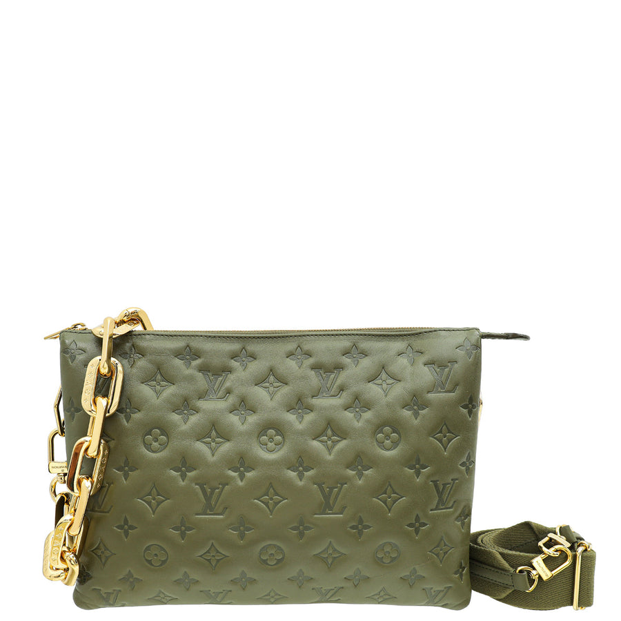 Louis Vuitton Khaki Puffy Monogram Embossed Coussin MM Bag