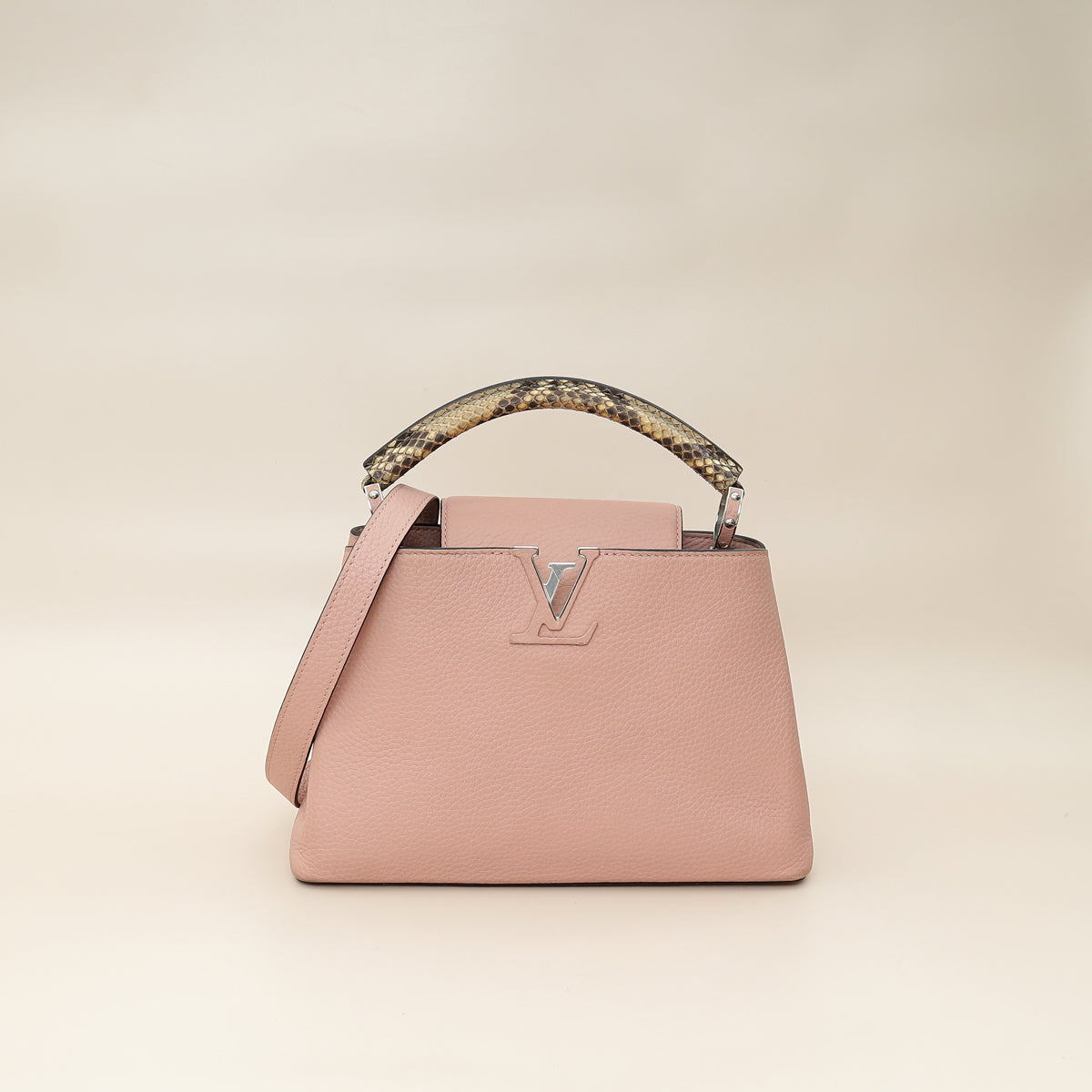 Louis Vuitton Rose Ballerine Capucines BB Python Handle Bag