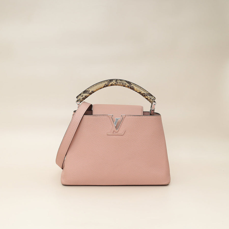 Louis Vuitton Rose Ballerine Capucines BB Python Handle Bag